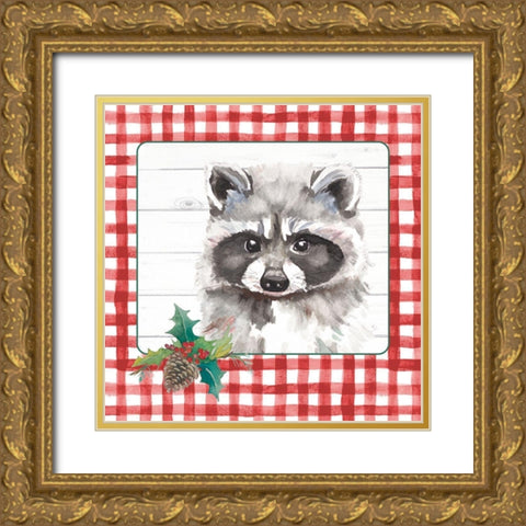 Red Plaid Woodland III Gold Ornate Wood Framed Art Print with Double Matting by Pinto, Patricia