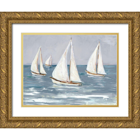 Sailing Calm Waters I Gold Ornate Wood Framed Art Print with Double Matting by DeRice, Julie