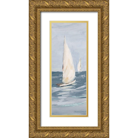 Sailing along Gold Ornate Wood Framed Art Print with Double Matting by DeRice, Julie