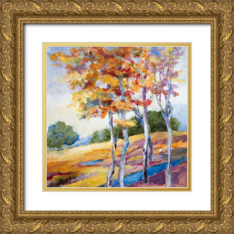 Briskly Autumn Gold Ornate Wood Framed Art Print with Double Matting by Loreth, Lanie