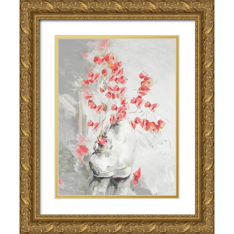 Red Roses II Gold Ornate Wood Framed Art Print with Double Matting by French-Roussia, Heather A.