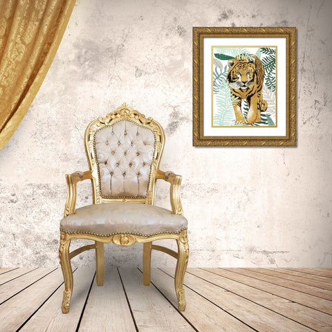 Jungle Tiger I Gold Ornate Wood Framed Art Print with Double Matting by Medley, Elizabeth