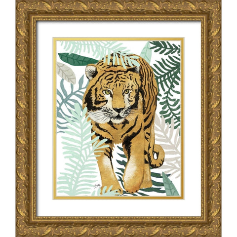 Jungle Tiger I Gold Ornate Wood Framed Art Print with Double Matting by Medley, Elizabeth