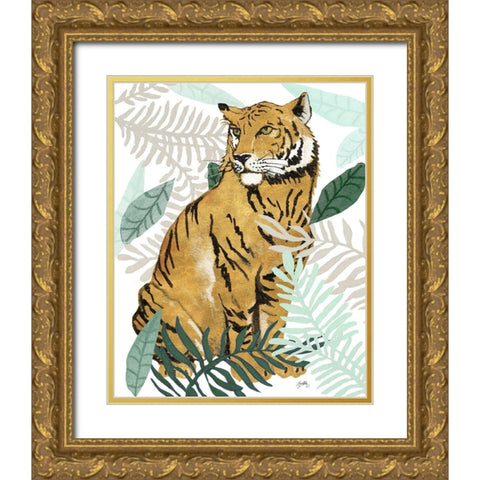 Jungle Tiger II Gold Ornate Wood Framed Art Print with Double Matting by Medley, Elizabeth