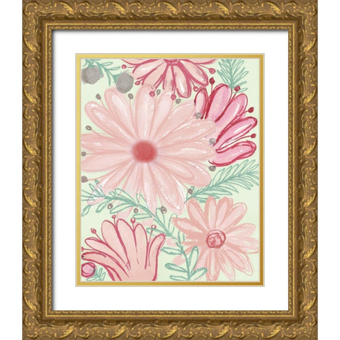 Color Burst Blooms I Gold Ornate Wood Framed Art Print with Double Matting by Medley, Elizabeth