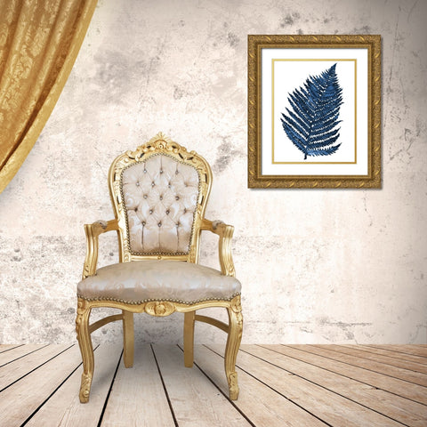 Blue Fern II Gold Ornate Wood Framed Art Print with Double Matting by Medley, Elizabeth