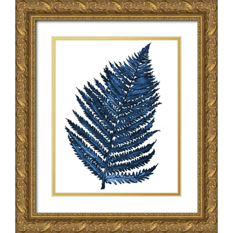 Blue Fern II Gold Ornate Wood Framed Art Print with Double Matting by Medley, Elizabeth