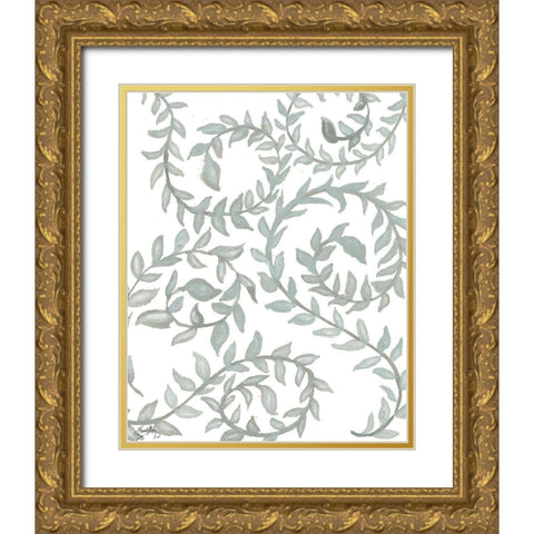 Floral Shades of Gray I Gold Ornate Wood Framed Art Print with Double Matting by Medley, Elizabeth