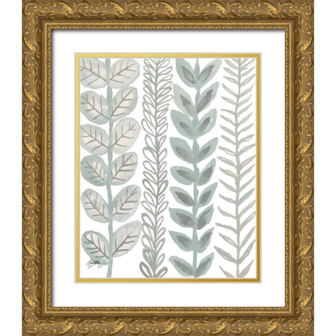 Floral Shades of Gray II Gold Ornate Wood Framed Art Print with Double Matting by Medley, Elizabeth