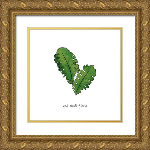 Oh Kale Yeah Gold Ornate Wood Framed Art Print with Double Matting by Quach, Anna