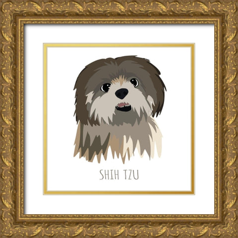 Shih Tzu Gold Ornate Wood Framed Art Print with Double Matting by Torres, Melanie