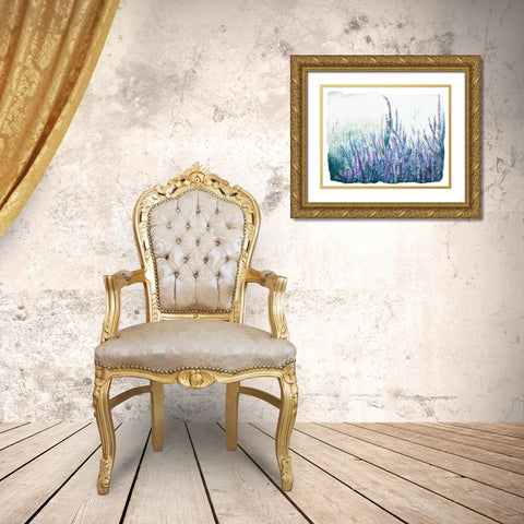 Lavender Floral Garden Gold Ornate Wood Framed Art Print with Double Matting by Pinto, Patricia