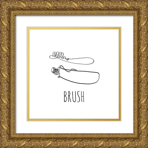 Brush Gold Ornate Wood Framed Art Print with Double Matting by Quach, Anna