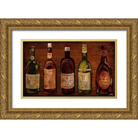 Wine Row Gold Ornate Wood Framed Art Print with Double Matting by Medley, Elizabeth