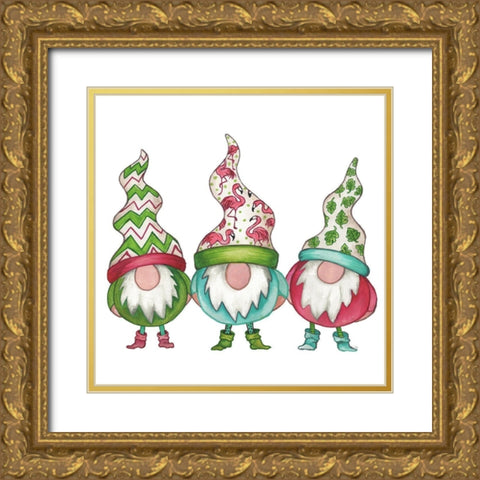 Tropical Gnomes Gold Ornate Wood Framed Art Print with Double Matting by Medley, Elizabeth