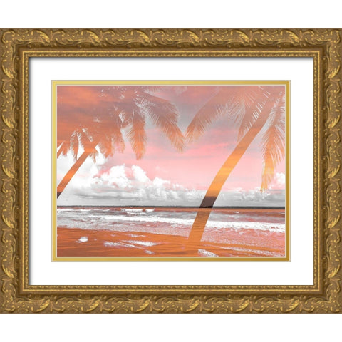 Two Palms Gold Ornate Wood Framed Art Print with Double Matting by Acosta