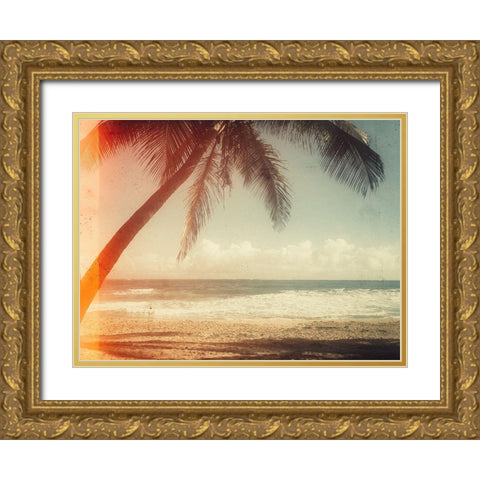Single Palm Gold Ornate Wood Framed Art Print with Double Matting by Acosta
