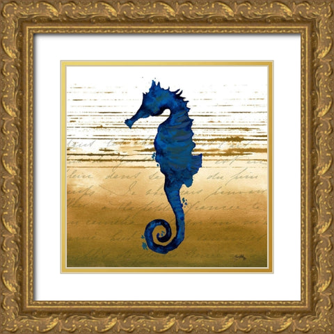 Coastal Blue III Gold Ornate Wood Framed Art Print with Double Matting by Medley, Elizabeth