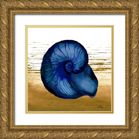 Coastal Blue IV Gold Ornate Wood Framed Art Print with Double Matting by Medley, Elizabeth