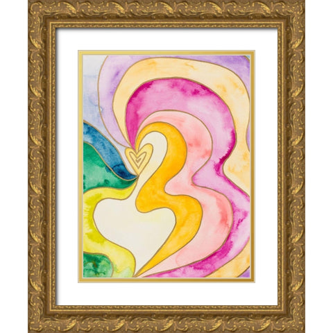 Rainbow Love Gold Ornate Wood Framed Art Print with Double Matting by James, Nola