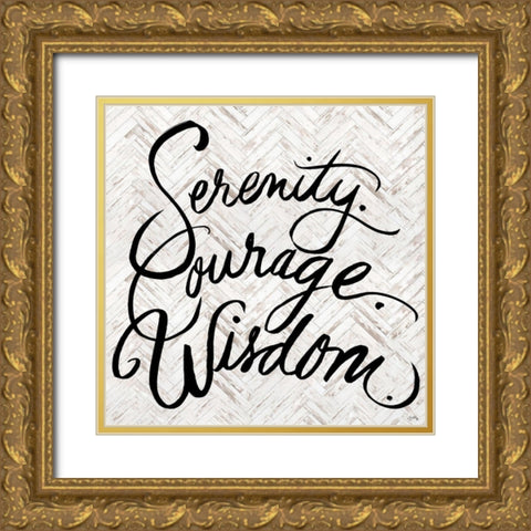 Serenity Courage Wisdom Gold Ornate Wood Framed Art Print with Double Matting by Medley, Elizabeth