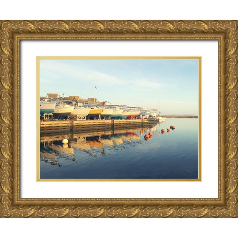 Boat Dock Gold Ornate Wood Framed Art Print with Double Matting by Jane, Sarah