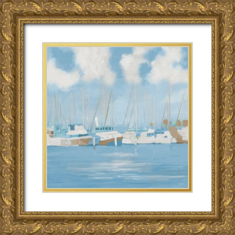 Golf Harbor Boats II Gold Ornate Wood Framed Art Print with Double Matting by Meneely, Dan