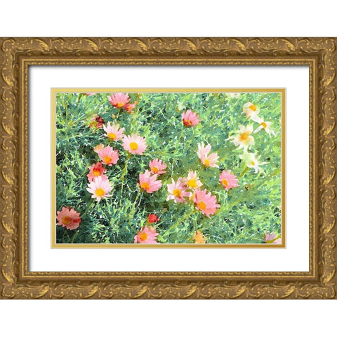 Daisy Field I Gold Ornate Wood Framed Art Print with Double Matting by Navas, Emily