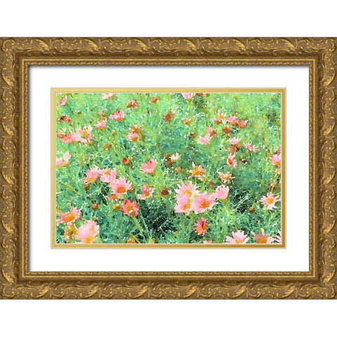 Daisy Field II Gold Ornate Wood Framed Art Print with Double Matting by Navas, Emily