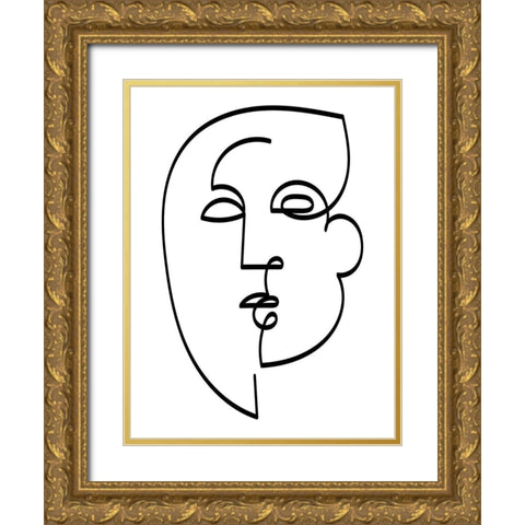 Linear Character I Gold Ornate Wood Framed Art Print with Double Matting by Mosher, Deidre