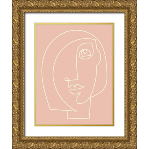 Figure Line Woman on Blush Gold Ornate Wood Framed Art Print with Double Matting by Mosher, Deidre