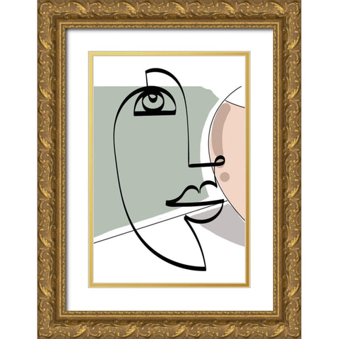 Mid-Century Line Figure Woman II Gold Ornate Wood Framed Art Print with Double Matting by Mosher, Deidre