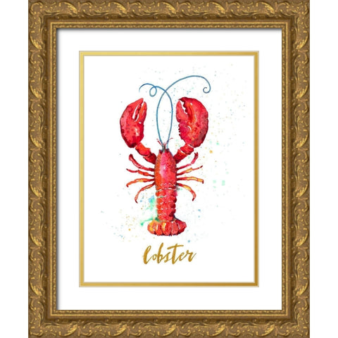 Red Lobster Gold Ornate Wood Framed Art Print with Double Matting by Pinto, Patricia