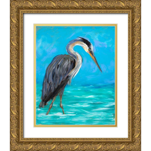 Beach Bird I Gold Ornate Wood Framed Art Print with Double Matting by DeRice, Julie
