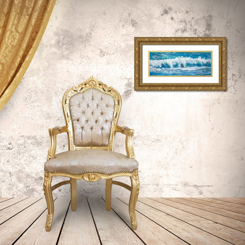 Big Ocean Waves Gold Ornate Wood Framed Art Print with Double Matting by DeRice, Julie
