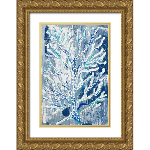 Azul Dotted Coral Vertical Gold Ornate Wood Framed Art Print with Double Matting by Ritter, Gina
