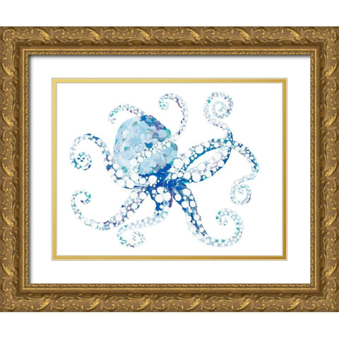 Azul Dotted Octopus I Gold Ornate Wood Framed Art Print with Double Matting by Ritter, Gina