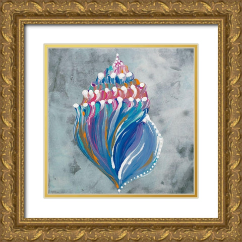 Dotted Shell on Gray II Gold Ornate Wood Framed Art Print with Double Matting by Ritter, Gina