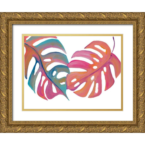 Colorful Palm Leaves III Gold Ornate Wood Framed Art Print with Double Matting by Ritter, Gina
