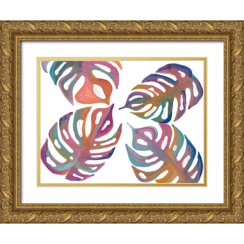 Colorful Palm Leaves I Gold Ornate Wood Framed Art Print with Double Matting by Ritter, Gina