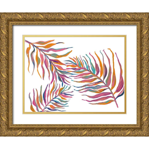 Colorful Palm Leaves II Gold Ornate Wood Framed Art Print with Double Matting by Ritter, Gina