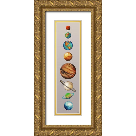 Planets Gold Ornate Wood Framed Art Print with Double Matting by Medley, Elizabeth