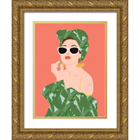 Tropical Lady Gold Ornate Wood Framed Art Print with Double Matting by Bucheli, Jen