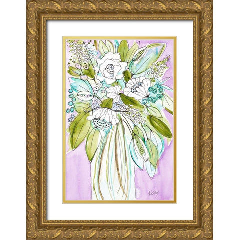 Hopeful Bouquet Gold Ornate Wood Framed Art Print with Double Matting by Krinlox