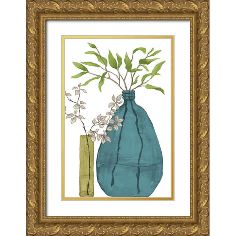 Serenity Accents In Teal Gold Ornate Wood Framed Art Print with Double Matting by Medley, Elizabeth