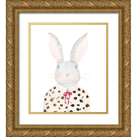 Sweater Rabbit Gold Ornate Wood Framed Art Print with Double Matting by James, Nola