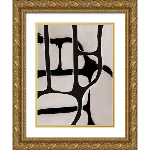 Black Litho I Gold Ornate Wood Framed Art Print with Double Matting by Meneely, Dan