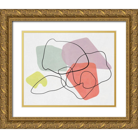 Watercolor Abstract Sketch Gold Ornate Wood Framed Art Print with Double Matting by Meneely, Dan