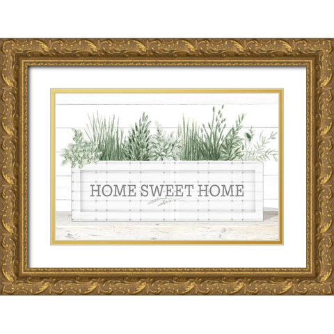 Home Sweet Home Gold Ornate Wood Framed Art Print with Double Matting by Gaynor, Janice