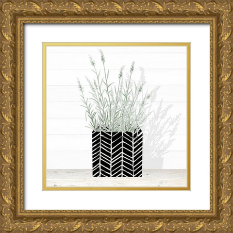 Lavender and Wood Square I Gold Ornate Wood Framed Art Print with Double Matting by Gaynor, Janice